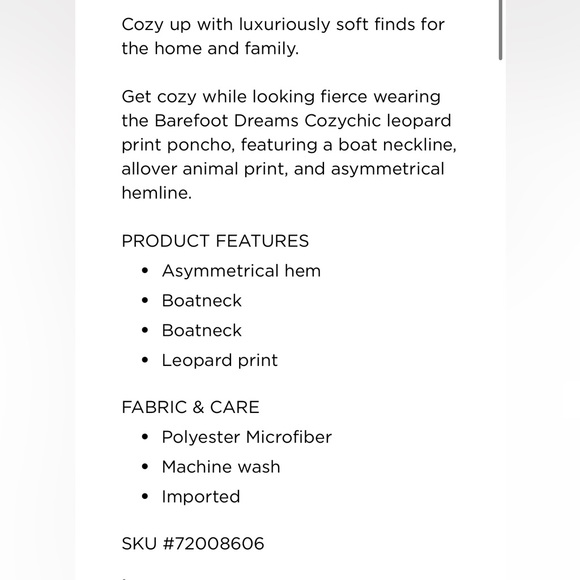 Barefoot Dreams CozyChic Leopard Poncho in multi graphite grey shawl wrap - Picture 9 of 14